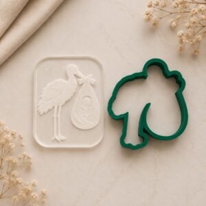 Stork with baby cookie cutter&stamp