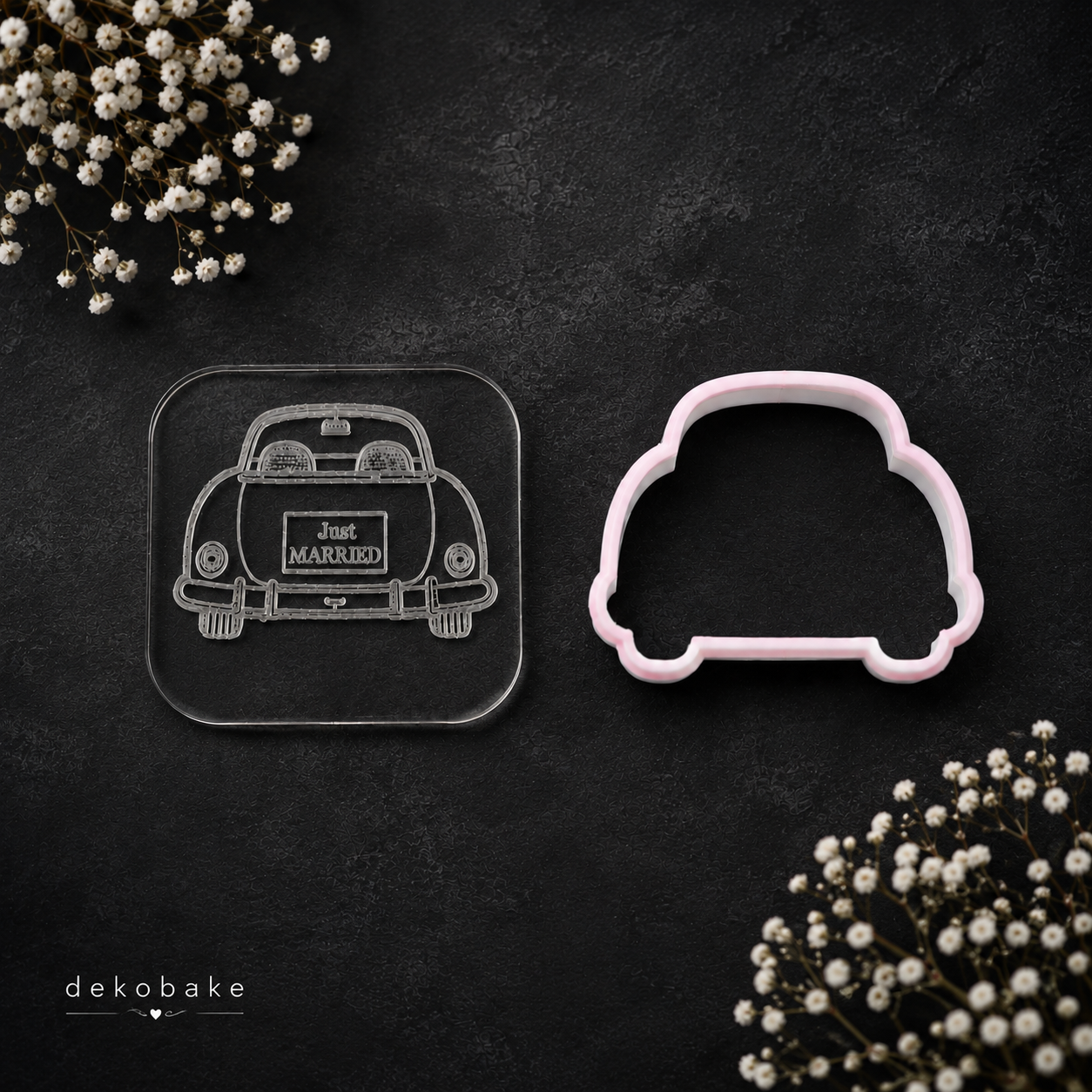 Wedding car cookie cutter and stamp